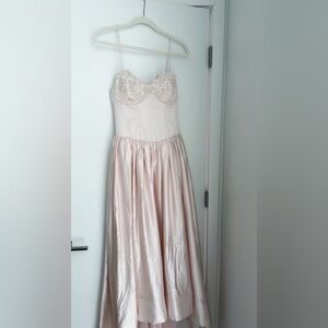 New For Love & Lemons pale pink silk Nara gown